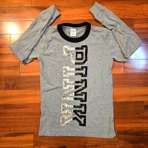 PINK Victoria's Secret Black & Gray Long Sleeve  Shirt, Sequin, XSmall